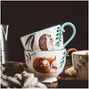 Кружки в скандинавском стиле, ретро, керамическая кофейная кружка с ручной росписью, чайная чашка для дома, чашки для молока для завтрака, чашка для воды с изображением животных 210827, Прямая доставка на дом Gar Dhcvh
