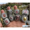 17Pcs Ohio State Buckeyes National Champion Championship Ring Set Solid Men Fan Brithday Gift Wholesale Drop Delivery Dhinp