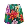 Shorts Pour Femme Tropical Floral Élastique Taille Haute Kawaii Dames Mode Coréenne Surdimensionné Pantalon Court D'été Imprimé Bas