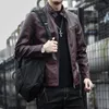 Autumn Men Casual Fashion Stand Collar Slim PU Leather Jacket Solid Color Leather Jacket Men Anti-wind Motorcycle S-4XL 240126