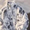 Delle donne Giubbotti Tie Dye Agnello Giacca In Pile 2024 Ragazza Autunno Inverno Della Chiusura Lampo Della Tuta Sportiva Caldo Peluche Harajuku Allentato Femminile Cappotto di Spessore