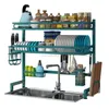 Kitchen Storage Metal Shelf Organizer Dish Drying Rack Over Sink Drain Countertop Utensils Holder Strong Bearing