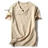 Chemises de marque pour hommes à manches courtes en coton et lin chemises décontractées pour hommes t-shirt blanc Masculina hauts Harajuku vêtements pour hommes solides