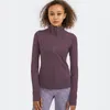 LU-18031 YOGA JACKA WOMENDEFINE TRACKOUT SPORT COER Fitness Jacket Sport Snabbt torrt Aktivkläder Top Solid Zip Up Sweatshirt Sportwear Hot Sell