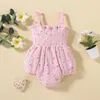 Rompers Summer Borbed Bodysuit Bodysuit Baby Baby Barels Bez rękawów Kwiat Kot Kopiki Jumpusy z łuk elastyczne zabawy