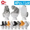 Decorative Figurines Funny Cat Sit On Toilet Ornament Miniature Handicraft Landscape Toys For Kids Gift Desk Car Home Garden Decoration