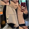 Foulards Australie Écharpe en laine de couleur unie double face pour femmes Mode Automne et hiver Chaud Châle Wrap Hommes Cachemire Foulard Drop Dhkmr