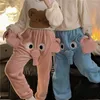 Pantalons pour femmes Femmes Automne et hiver Funny Cute Couple Pyjama avec un tronc d'éléphant sonnant