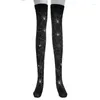 Women Socks Subculture Classic Lolita Black Goth Cute Stockings Thigh Highs Japanese Girls Gothic Punk Retro Spider Web Skull Bat Long