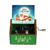 Decorative Figurines Wooden Hand Crank Music Box Merry Christmas Theme Year Gifts Birthday Present Santa Claus Musical