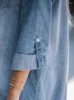 Casual Dresses Cotton Denim V-Neck Mini Dress For Women Long Sleeve Holiday Loose Shift 2024 Spring Autumn Female