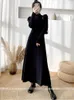 Casual Dresses Autumn Winter Beige Elegant Party Long Dress Women Simple Half High Neck Sleeve Comfort Prevalent Femme Black