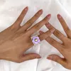 Bagues de cluster 1pc gratuit 2024 mode bonbons couleurs résine fleur anneau acrylique coloré gros coeur filles chic bijoux