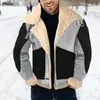 Men's Jackets Winter Coat Men Fashion Long Sleeve Pockets Zipper Vintage Big Lapel Collar Padded Leather Wool Clothes For
