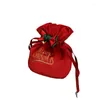 Juldekorationer Creative Present Bag Candy Apple Velvet Xmas Eve Packaging Ficka för barn Navidad År 2024