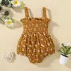 Rompers Summer Borbed Bodysuit Bodysuit Baby Baby Barels Bez rękawów Kwiat Kot Kopiki Jumpusy z łuk elastyczne zabawy