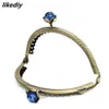10 PcsLot 85 CM Antique Bronze Metal Purse Frame Semicircle Lotus Head Coral Beads Kiss Clasp DIY Bag Accessories 240126