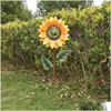 Décorations de jardin Moulin à vent en fer forgé Cour extérieure Piquet rotatif Tournesol Vent Spinner Statue de jardin Décoration de jardin Ornements Dr Dhylq