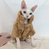 Winter Sphinx Devon Rex haarloze kattenkleding vilt dikker warme geruite jas polar fleece kleding kattenkleding voor katten sphynx 240130