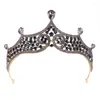 Hair Clips Baroque Vintage Black Crystal Rhinestone Crowns Bride Queen Princess Wedding Accessories Elegant Tiara Diadem Women Jewelry