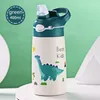 Garrafas de água 400ml crianças garrafa térmica crianças caneca bebê pato faturado palha 316 frascos de vácuo de aço inoxidável tumbler copo térmico