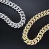 Anti Allergicr Copper 15mm Hip Hop Cuban Chain Cz Diamond Iced Out 16 22 24'' Necklace