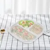 Geschirr-Sets, Portionskontrollplatte, geteilte Teller aus Edelstahl, Deckel, Abendessentablett für Erwachsene, 3 Abschnitte, Bento-Lunchbox