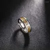 Cluster Rings Fashion Vikings Stainless Steel Celtic Dragon Inlaid Gold Color Carbon Fiber For Men Wedding Band Jewelry Wholesale
