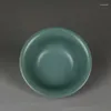 Dekorativa figurer Kinesiska Ming Jiajing Sky Blue Glaze Porslinskål 4,53 tum