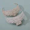 Hair Clips KMVEXO Wedding Tiara Crystal Pearl Bridal Crown Gold Color Diadem Veil Tiaras Accessories Headpieces