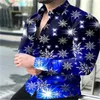 Camicie casual da uomo 2024 Camicia a maniche lunghe con bottoni risvolto Luxury Star Night Light Party Top Morbido e confortevole Primavera Estate