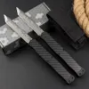 Heretik II AUTO Tactical Knife Damascus Tanto Point Blade CNC Aviation Aluminum Handle Outdoor Camping Hiking EDC Pocket Knives with Nylon Bag