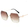 Sunglasses Fashion Trendy Women Rimless Cut Edge Polygon Shape Sun Glasses For UV400 Protection Outdoor