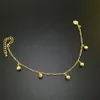 Trendy 24k gold plated Anklets for women Fascinating Rhythm small bell foot jewelry barefoot sandals chain280F