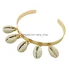 Bangle Acero Inoxidável Joyeria Mujer Bohemian Boho Shell Cowries Pulseira Bijoux Acier Inoxydable Femme Bangles para Mulheres Bangle Dro Dhh3Z