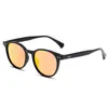 Sunglasses SHAUNA Fashion Round Polarized Women Colorful Mirror Shades UV400 Eyewear Trending Men Punk Rivets Sun Glasses