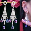 Brincos pendurados soramoore tendência estilo brilhante gota para festa de casamento feminino zircão cúbico dubai brinco de noiva boucle d'oreille 2024