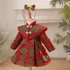 Robes de fille robe en dentelle correspondant aux enfants tenue de fleur anniversaire baptême élégant enfants arc robes boutique fête porter robe de bal rouge