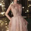Party Dresses Celebrity Customized Pink Tulle Ball Gown 2024 Glitter Slip Kjol A-Line golvlängd Bröllop Prinsessan kväll