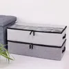 1pc Cotton And Linen Fabric Shoe Box Multifunctional Foldable Storage Box Under Bed Storage Box 240131