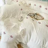 Bedding Sets Elegant Lace Bubble Gauze Duvet Cover Set With Bed Sheet Princess Style Soft Skin Friendly French Romantic Shets