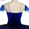 Stage Wear BLL540 Navy Blue Velvet Corsage Pré-professionnel Ballet Tutu Filles Femmes Performance Costume De Danse Pancake