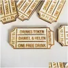 Other Event Party Supplies Personalised Wedding Drinks Tokens Retro Cinema Ticket/Stub With Fl Names And Date Drink Ticke Homefavor Dhpji