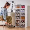 Boîte à chaussures pliante intégrée, combinaison sans Installation, armoire à chaussures anti-poussière, support de rangement de chaussures Transparent pour la maison 240131