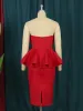 Vestidos vermelhos peplum vestidos plus size 4xl sexy tubo superior babados bodoycon cauda noite vestidos de festa de aniversário roupas para mulher 2023 novo