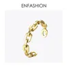 Enfashion Pure Form Medium Link Chain Cuff Armband Bangles For Women Gold Color Fashion Jewelry Pulseiras BF182033 V2802