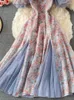 Casual Dresses YuooMuoo Romantic Lace Patchwork Floral Print Long Dress Women Fashion Off Shoulders High Split Elegant Party