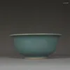 Dekorativa figurer Kinesiska Ming Jiajing Sky Blue Glaze Porslinskål 4,53 tum
