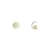 Stud Earrings S925 Sterling Silver Sun Moon Star Asymmetric For Women Korean Fashion Mini Earring Cute Party Gift Jewelry