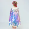 Fashion Glitter Multicolor Sequins Shawl Shiny Girls Cloak Blingbling Fairy Princess Cape Christmas Party Halloween Kids Clothes 240122